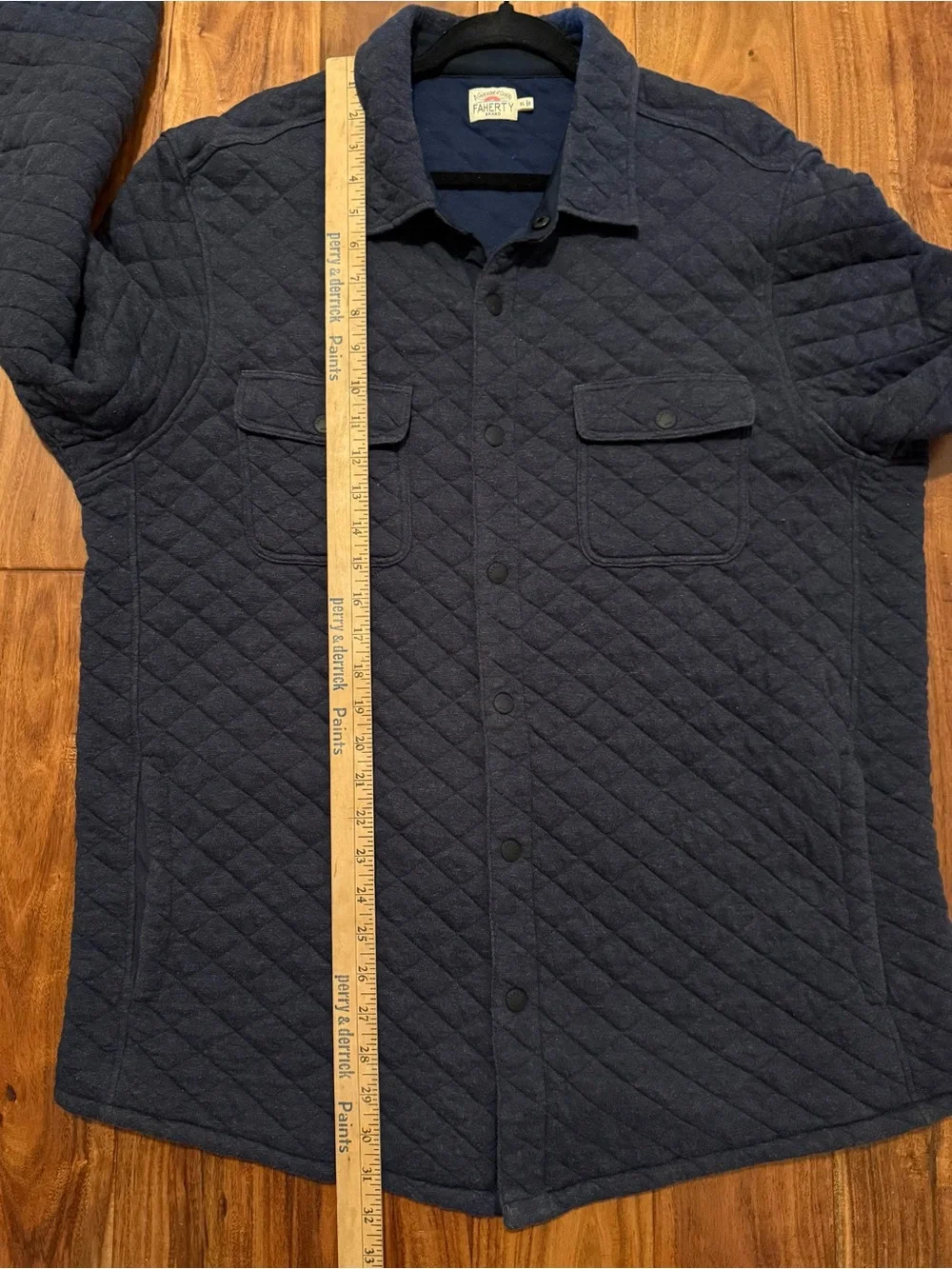 Faherty Men’s Epic Quilted Fleece CPO Shirt Jacket - Navy Melange sz XL